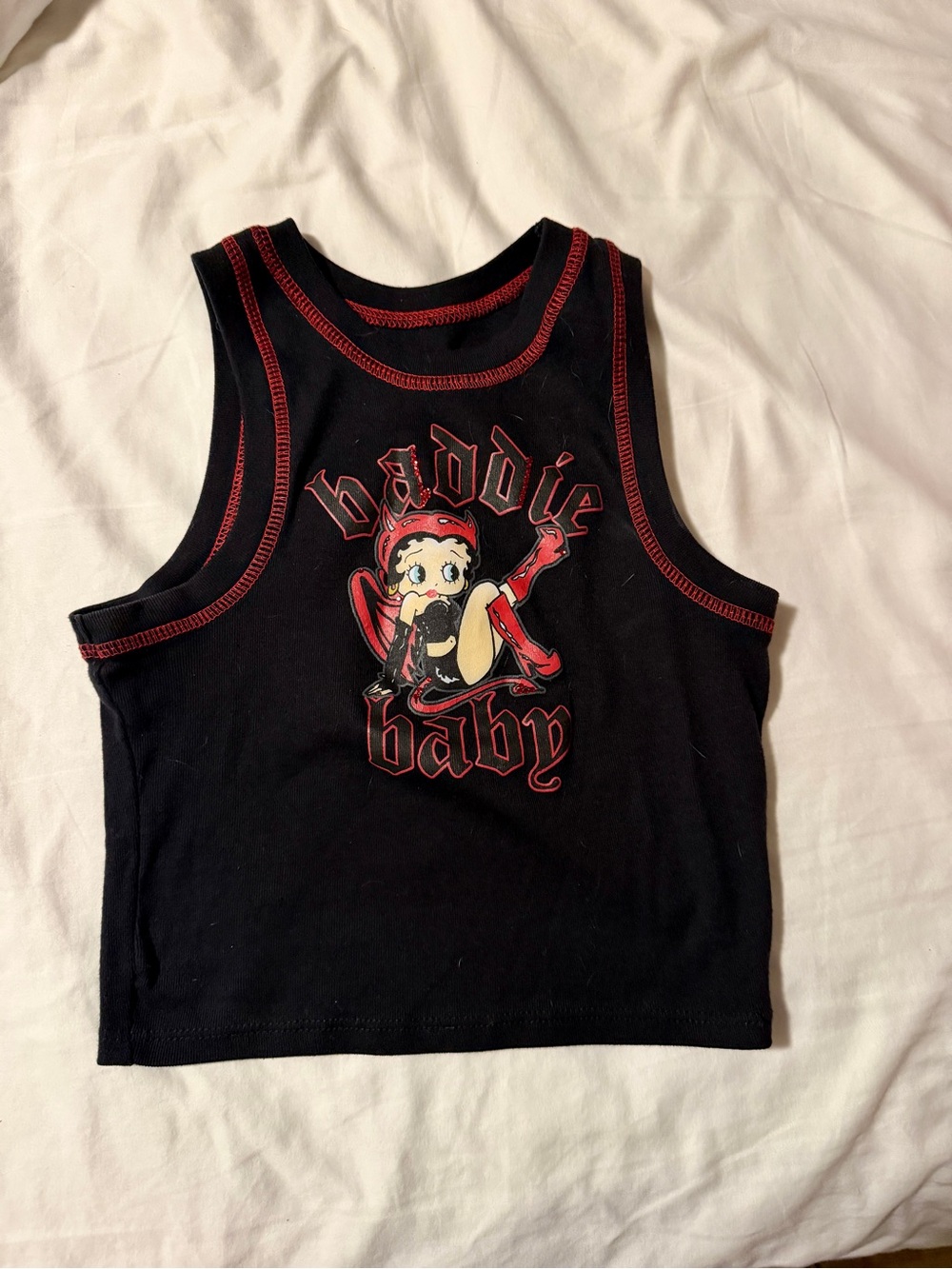 Black & Red 'Baddie Baby' Betty Boop Graphic Tank Top
